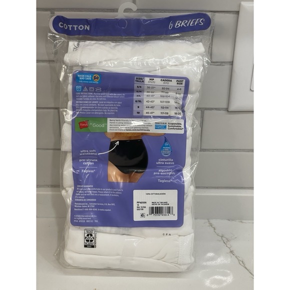 Hanes‎ Briefs Panties Women 10/3XL White 6 Pack 100% Cotton Breathable New - Picture 2 of 4